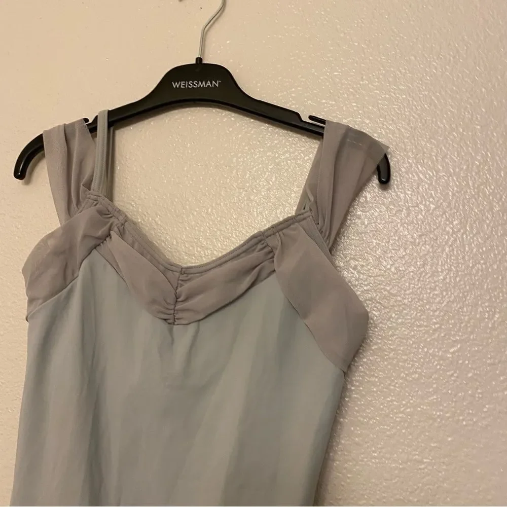 WEISSMAN Balera Dance Costume ballet gray Off The Shoulder Mesh Dress D10690 MA